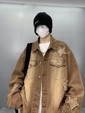 普戈斯美式复古外套男春秋款潮牌高街痞帅夹克春季潮流vintage网红衣