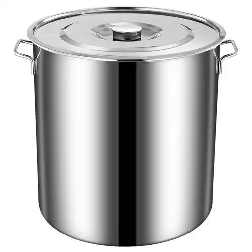 不锈钢汤桶厚家用不锈钢汤锅带盖圆桶商用米桶油桶大容量储水桶