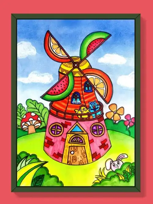 儿童创意美术  #儿童画  #创意儿童画  #风车