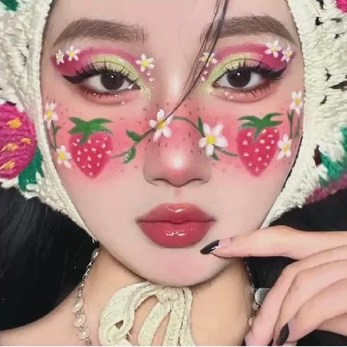 彩色花朵草莓纹身贴少女甜心可爱卡通儿童脸贴妆容