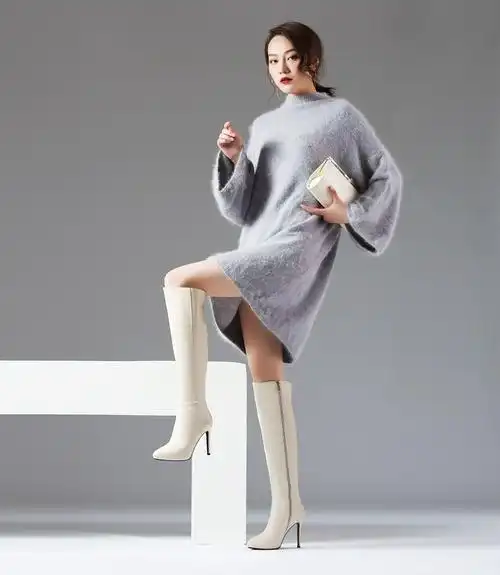 纯皮过膝长靴高筒靴瘦腿细高跟冬季加绒侧拉链全牛皮女靴真皮女鞋