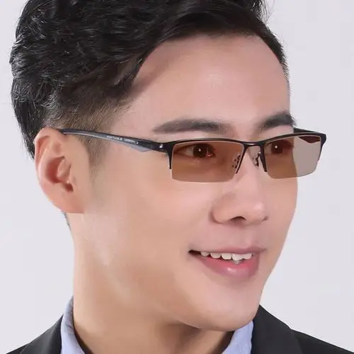 雅伦 近视太阳镜男变色近视眼镜定制变色镜配镜 黑色框2 1.