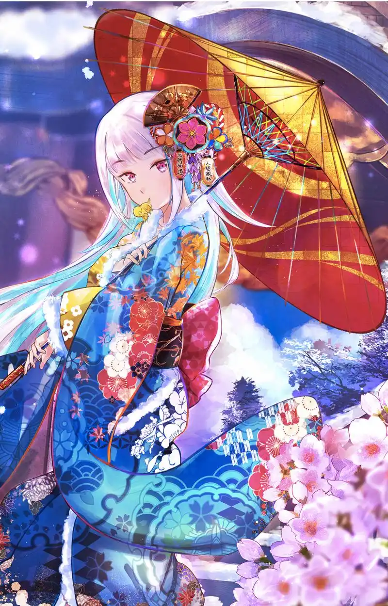 高清手机壁纸分享:极其唯美的日本和服动漫形象,二次元美女插画