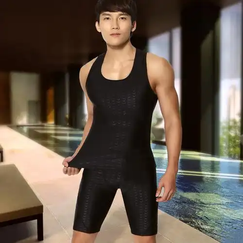 游泳裤泳衣男防尴尬男士游泳套装泳裤五分上衣全身游泳装备