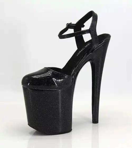 idealma新款模特走秀20cm高跟鞋珠光紫色包头时装凉鞋