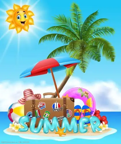 卡通夏天旅行插画