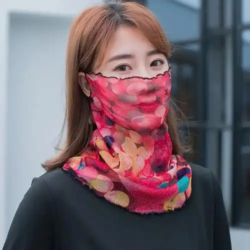 【买二送一】百变小围脖丝巾女套头围巾口罩挂耳式骑行面罩面纱