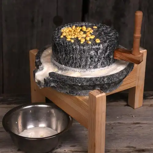 日本购mh石磨盘小石磨家用青石石墨盘传统米粉机纯手工磨豆机豆浆