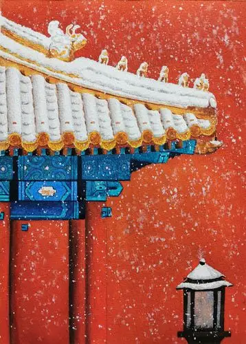 原创水彩|故宫雪景