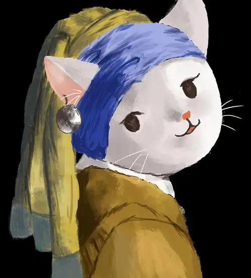 带珍珠耳环的猫