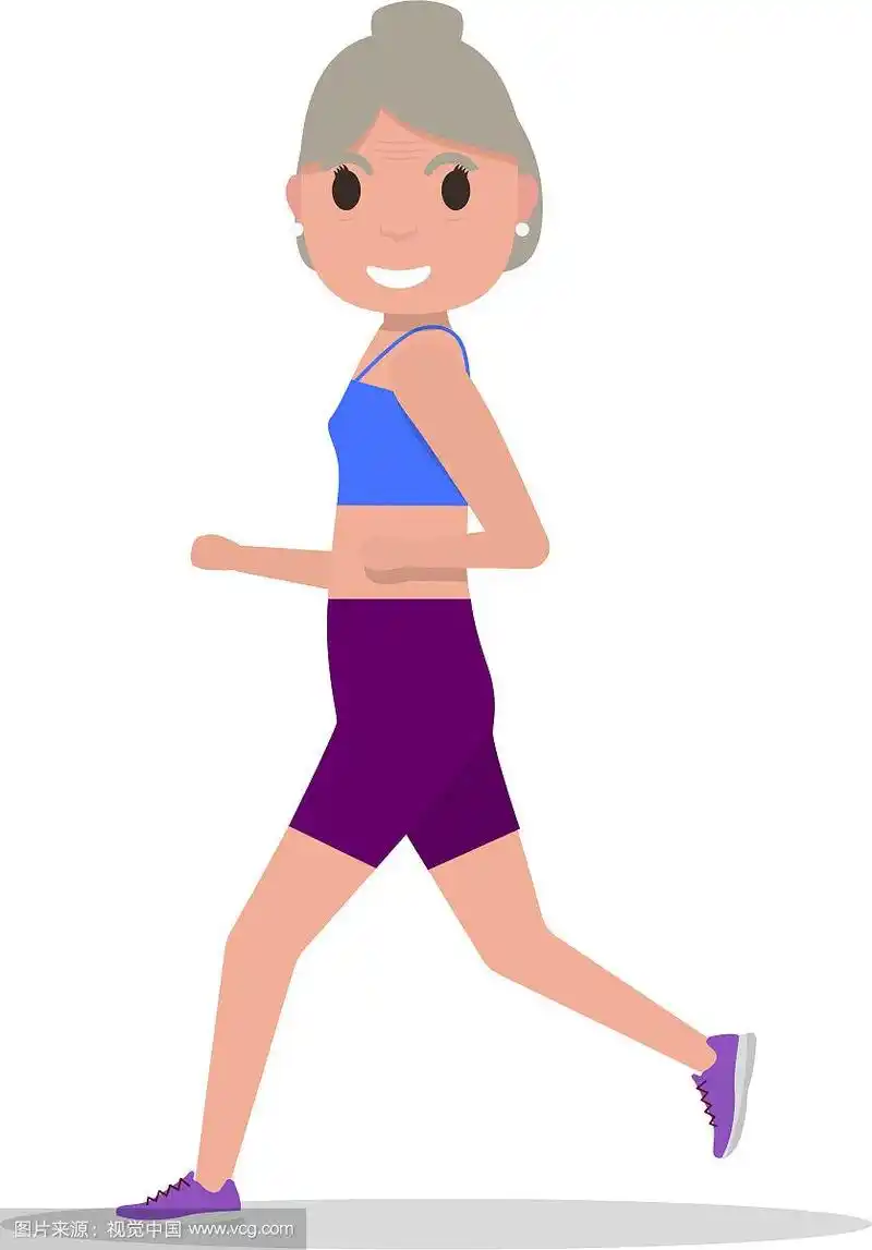 平面卡通老奶奶跑步慢跑