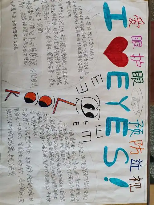 二年三班防控近视手抄报集锦