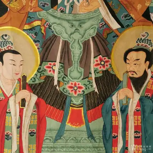 道教三清太上老君像供奉神像画像道教文化收藏品民俗博物馆水陆画