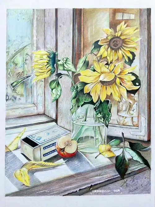彩铅静物向日葵