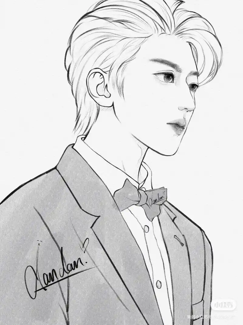 颜值担当蔡徐坤来啦!男生线稿练习,#乱涂乱画 #画画使我快乐 - 抖音