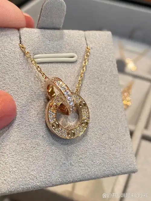 卡地亚经典双面双环满钻项链