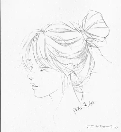 4.侧脸的画法头发和五官细化部分