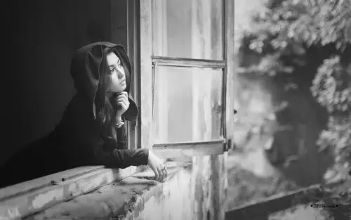 唯美女生黑白照,清纯-美女图片