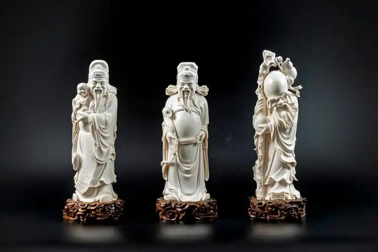 猛犸象牙雕塑 福禄寿三星