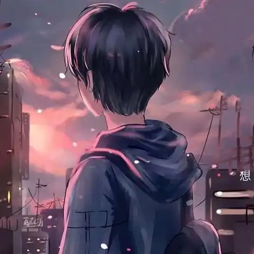 动漫男头粉色伤感