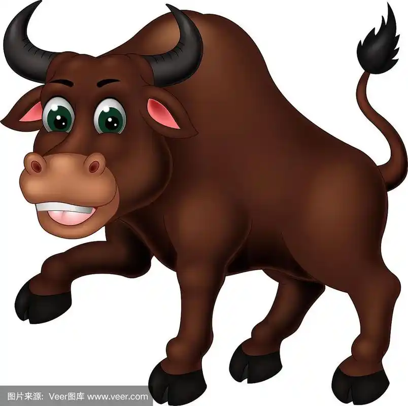 有趣的棕色水牛卡通