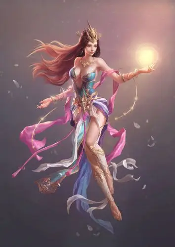 插画中国风古装3d古风美女黄金比例身材,高清图片,手机壁纸