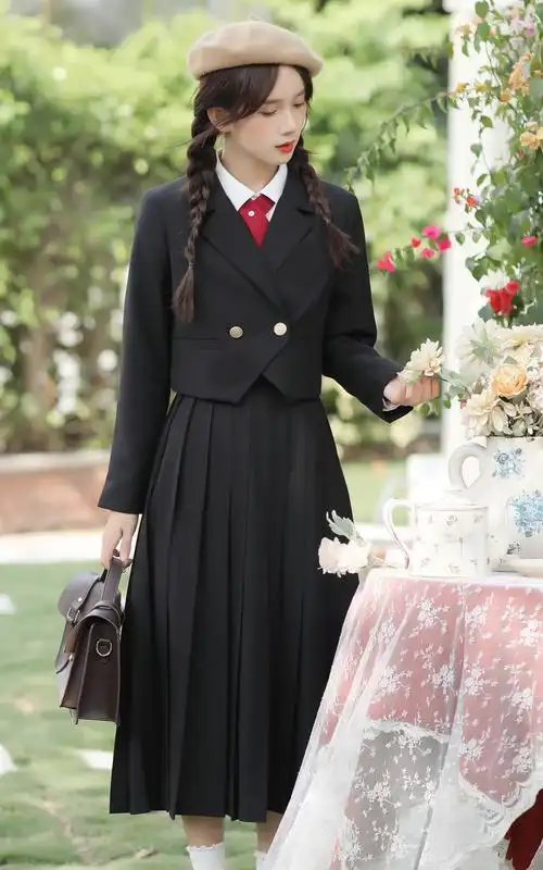 jk制服秋冬季套装日系护奶裙小个子女生西装外套学院风全背带百褶裙a