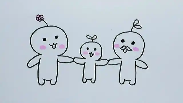 儿童简笔画:教宝宝这样画幸福的一家三口,太有爱了!
