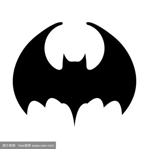 黑色轮廓的蝙蝠孤立在白色