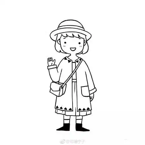 手帐手绘超简单实用简笔画小女孩