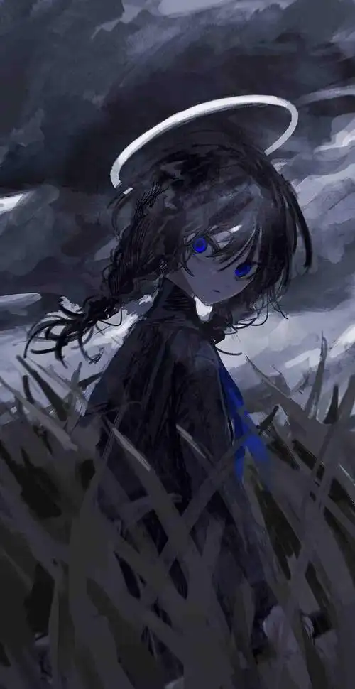 充满压抑感的二次元人物插画人物带了阴郁病娇的魅惑特质