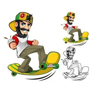 时髦的长板卡通人物照片