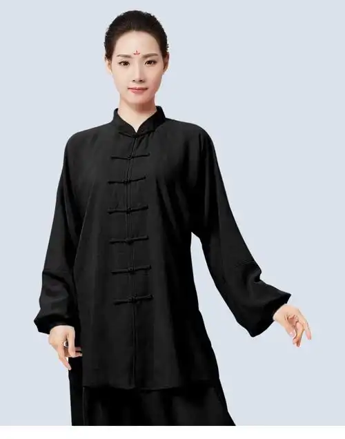 腾轩2021棉麻太极服女春秋款亚麻棉练功服新款表演服武术太极拳服装男