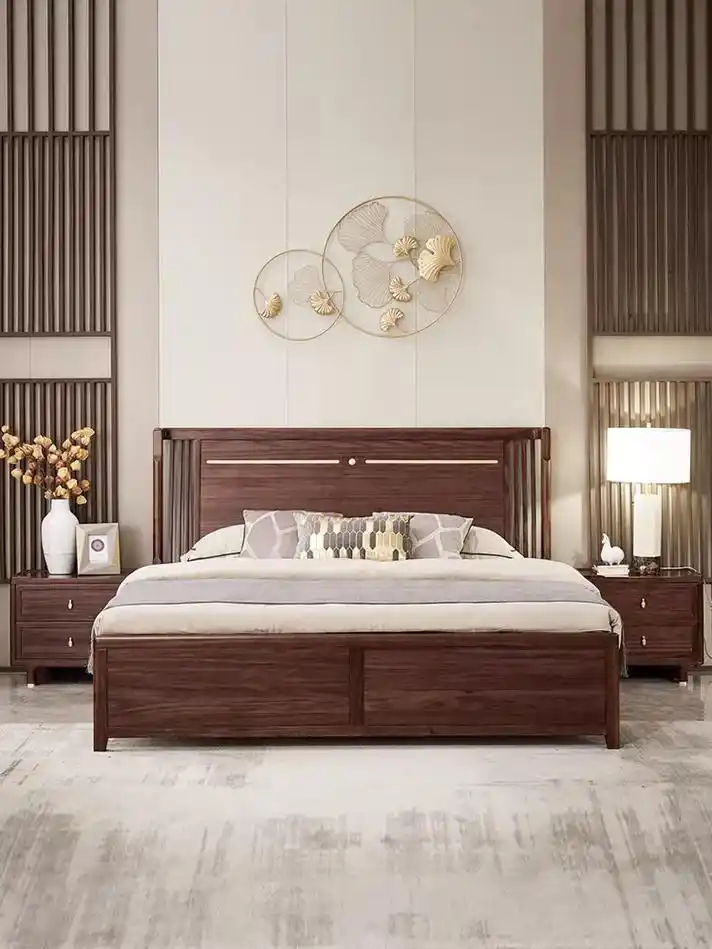 乌金木新中式实木床双人床1.81.5米原木高端别墅全实木床主 - 抖音