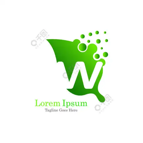 字母w与叶创意标志概念模板设计符号现代
