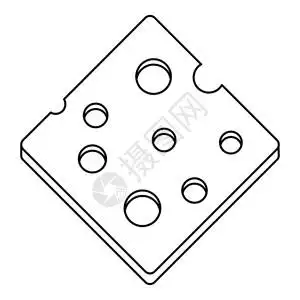 芝士大纲样式中的奶酪新鲜块图标孤立矢量说明奶酪新鲜块图标大纲插画