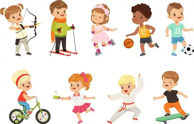 可爱的小孩玩不同的运动图片