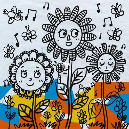 创意美术儿童画-春日花园宝宝