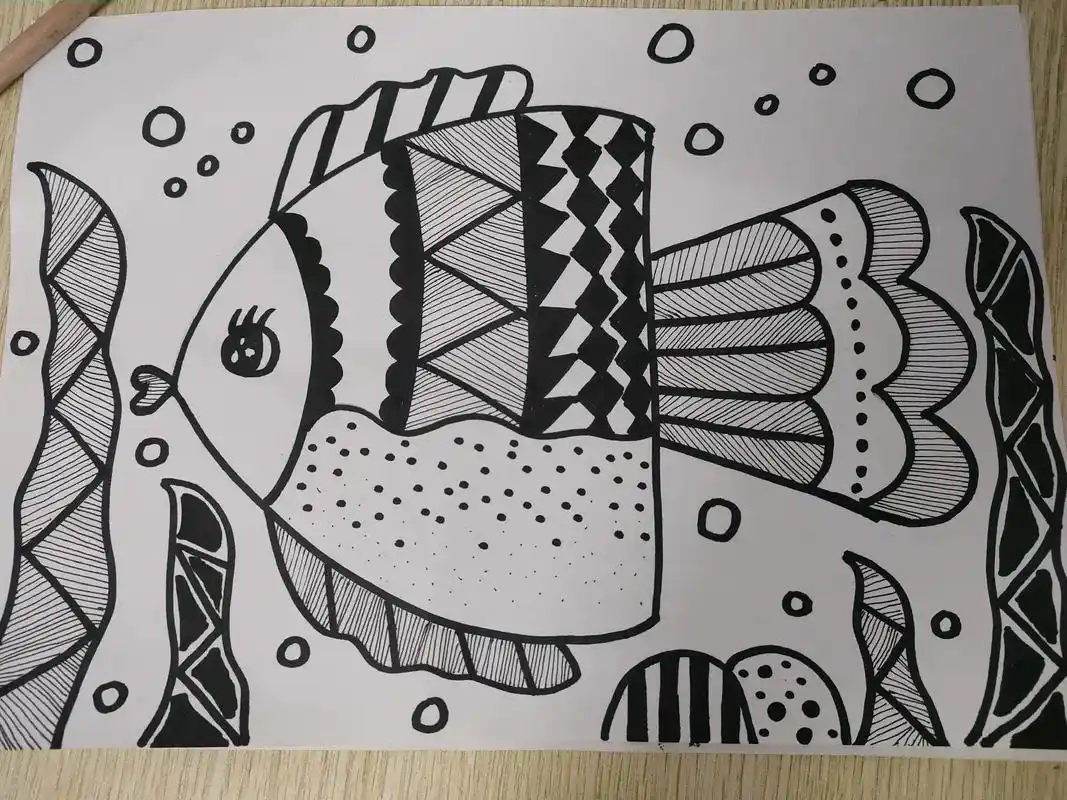 创意美术线条画  可爱的95,适合中大班的线条画#美术老师 - 抖音