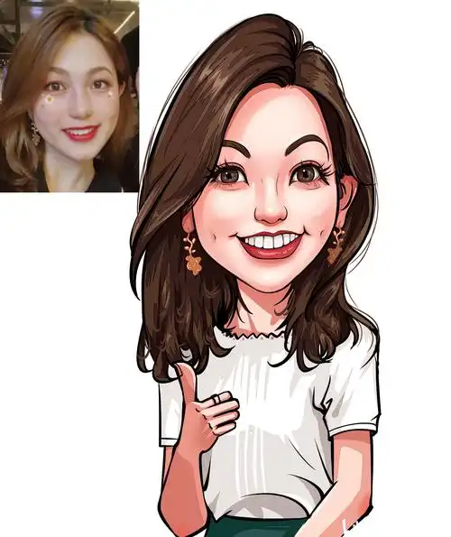 女生系列的夸张风格肖像漫画要美得合理美得自然