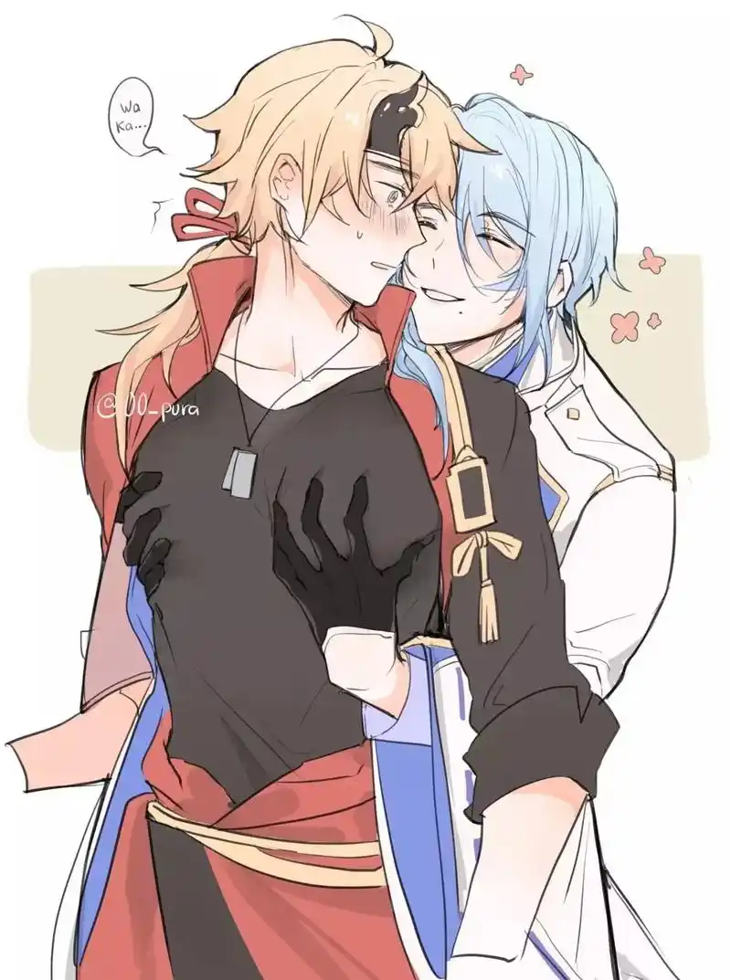 原神.抱抱贴贴#原神cp图#双男主  - 抖音