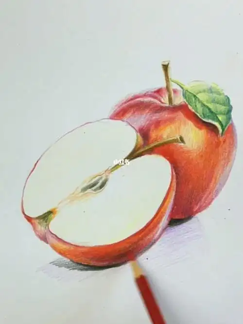 彩铅苹果绘画过程喜欢点赞支持一下呗
