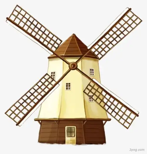 荷兰风车风车建筑发电风车电力风车风车手绘风车背景卡通风车手绘风车