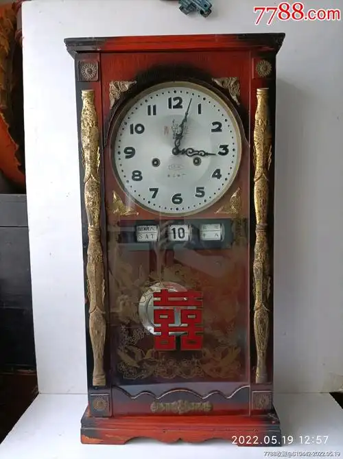 七八十年代浙江钟厂寿星三历老座钟挂钟_价格210元_第1张