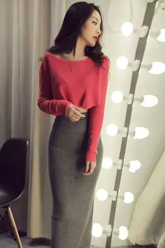 秋季2020年新款女时尚气质上衣性感包臀一步裙套装洋气两件套