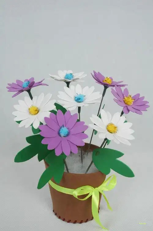 eva仿真花盆花朵盆栽儿童手工制作幼儿园diy材料包 益智玩具