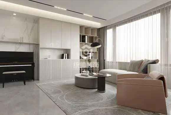 浦东新区香梅花园三期160平方现代简约风格三房两厅两卫客厅装修效果