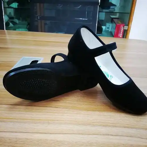 黔城牌女士平绒面宾馆酒店商场礼仪广场舞蹈平底中跟专用布鞋