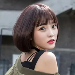 假发女短发黑色自然黑图片