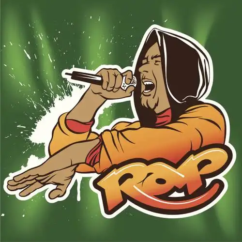 嘻哈,说唱音乐,山羊胡,音乐,人正版矢量图素材下载